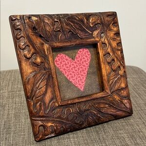 Rustic Brown Wooden Picture Frame with carved leaves